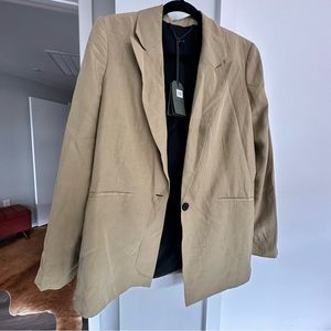 All Saints Brown Yolanda Linen Blend Blazer NWT US8 Light Khaki Brown